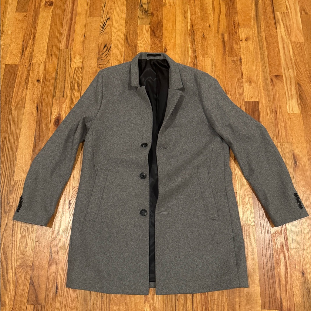 H&M Men's Charcoal Trench Coat 44r Size Large
